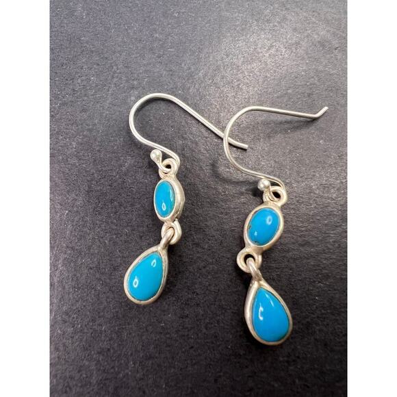 NEW sterling silver turquoise dangle earrings - Picture 2 of 11